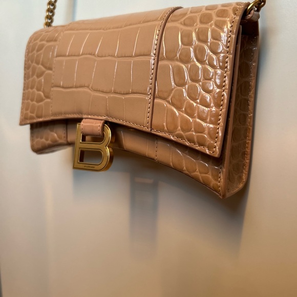 Balenciaga Hourglass Wallet With Chain Nude Crocodile Embossed - Picture 6 of 8